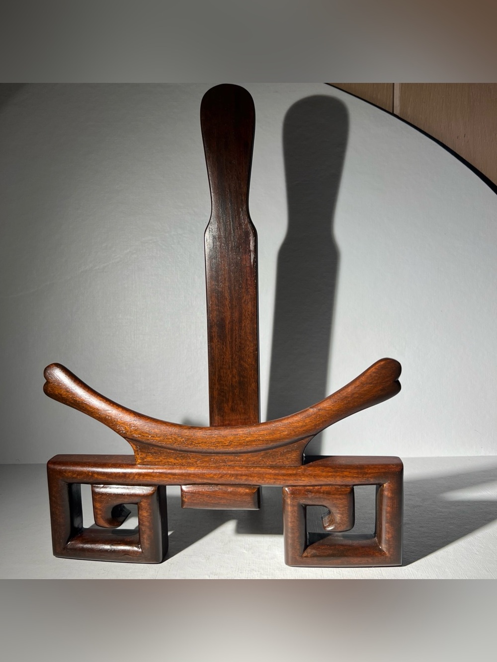 Vintage Asian Rosewood Plate Display Stand 16.25” Large Holder